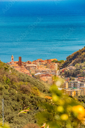Obraz na plátne Aerial panoramic view of Noli, Liguria, province of Savona, Italy