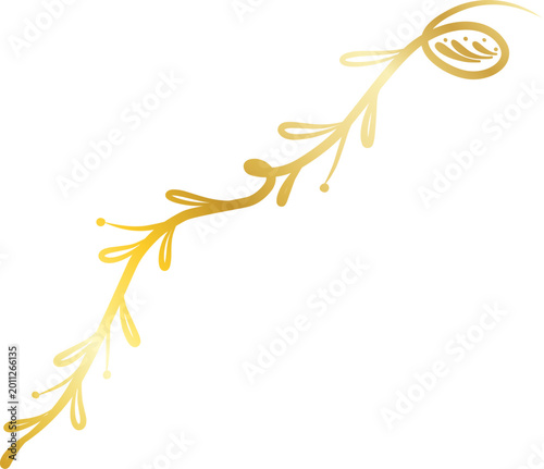 Golden Elegant Diagonal Flourish with Minimalist Botanical Vines, Berry Accents, and Calligraphy Swirls, Luxury Decorative Ornament for Wedding and Premium Designs