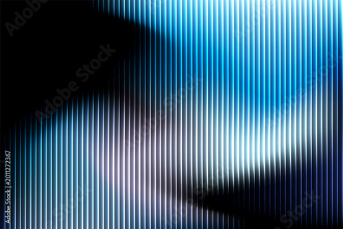 Abstract glowing striped blue wave background with neon gradient light texture modern optical artistic dark backdrop