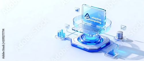 Futuristic Adaptive Computing Cloud Office Technology Scene