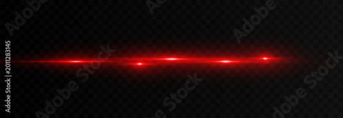 Horizontal red laser beams isolated on a transparent background. Laser or neon beam PNG.