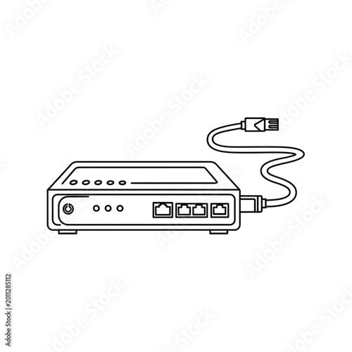 An illustration of a device with a usb cable connected to it on a white background