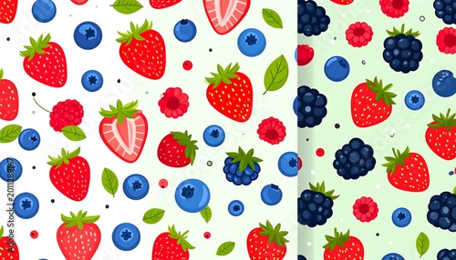 Colorful Berry Pattern Arranged on Light Background