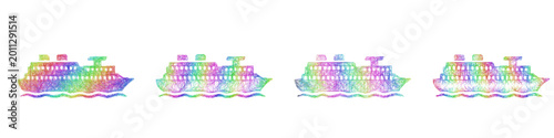 Tableau sur toile Multicolored sketch passenger ship icon design set