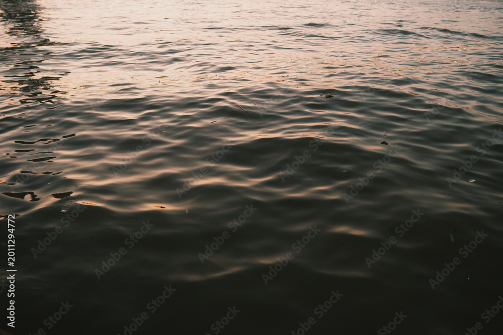 “Still Water, Golden Hour” ― 静寂の湖畔 ― Photography Poster Serene close-up view of calm water at golden