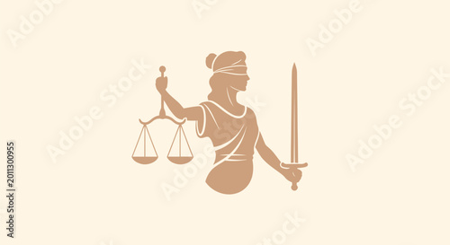 Schilderij op canvas Lady Justice holding scales and sword symbolizing fairness.