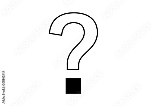 Fotografie Bold black outline question mark symbol, isolated on transparent background