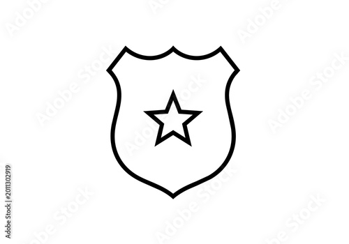 Foto Outline of a police badge with a star inside, isolated on transparent background