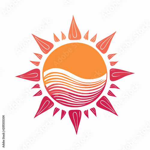 Stylized Sun with Wavy Lines