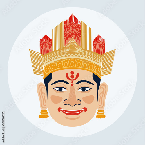 Traditional Balinese Barong Mask Illustration