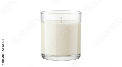 White scented candle in clear glass jar