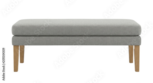 Photos Modern grey upholstered bench with oak legs