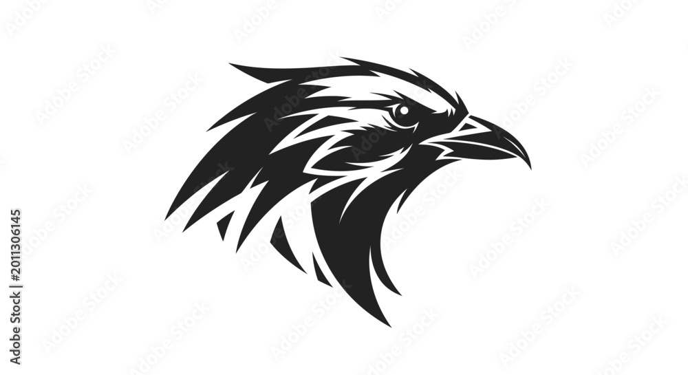 Fototapeta premium Black and white eagle head illustration.