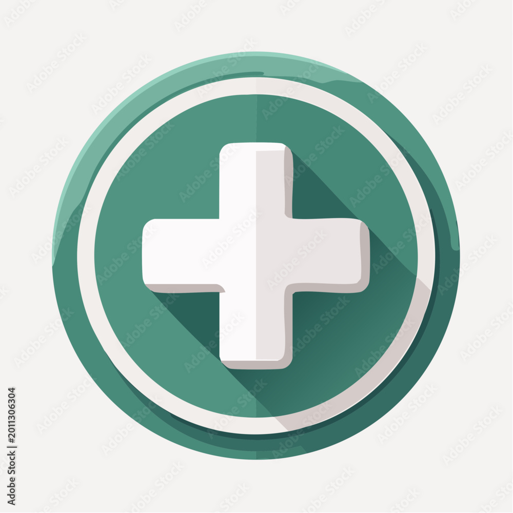 Obraz premium Green Circle with White Plus Sign Icon