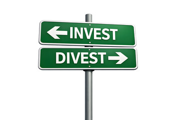Green street signs with invest and divest arrows