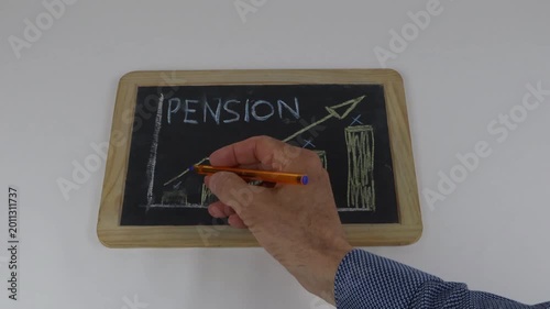 Hand draws a graph with an arrow and the word 