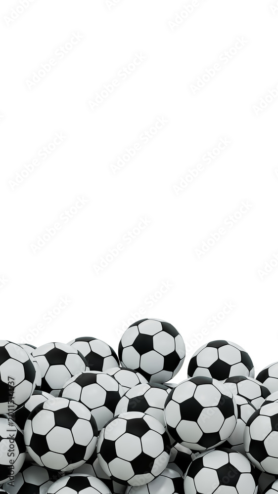 Fototapeta premium soccer Balls Filling Screen - 3D rendering on transparent background