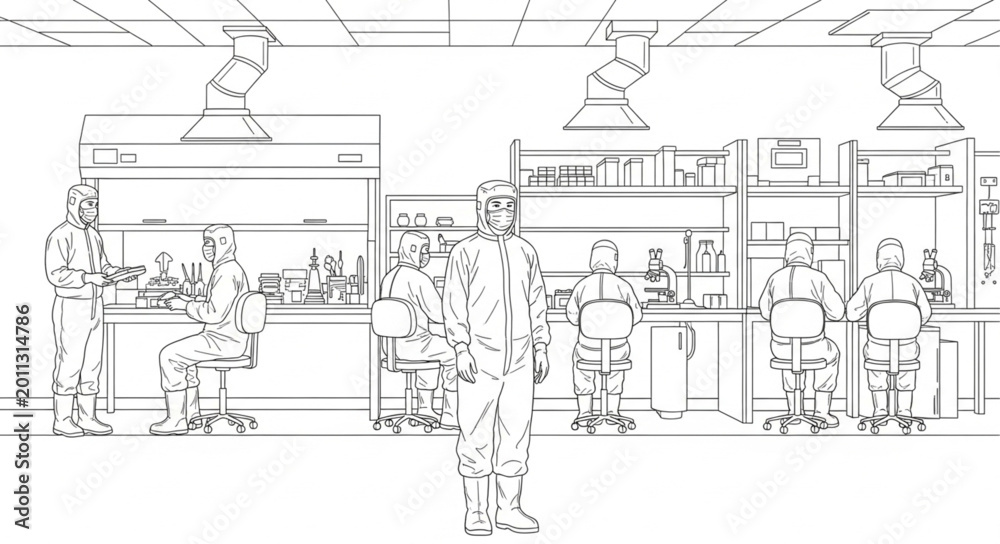 Fototapeta premium Scientists working collaboratively in a modern laboratory setting with equipment