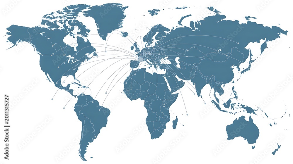 Fototapeta premium Global world map with international connection network and communication routes illustration