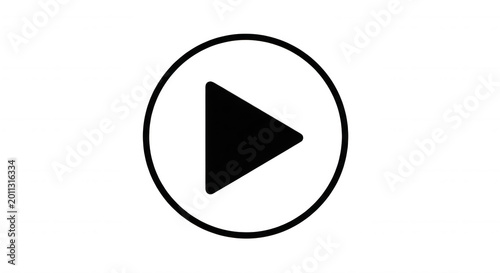 Free Download Thin white outline of a play button consisting of a triangle inside a double circle on a solid black background - GFXLoad