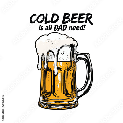 Cold Beer Dad Humor Illustration Design