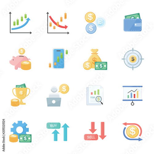 Modern Financial Trading & Investment Icon Set