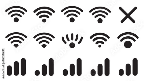 Bild auf Leinwand Graphic collection of wireless network status icons including signal levels and error X