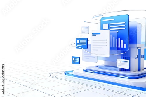 3D Rendered Digital Data Management and Office Work Platform