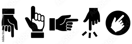 Canvastavla Hand pointer icon set with finger pointing up, down, and right