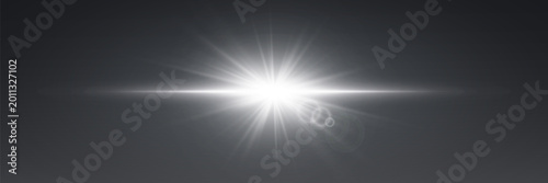 Bright lens flare effect creating radiant light and glowing starburst illumination