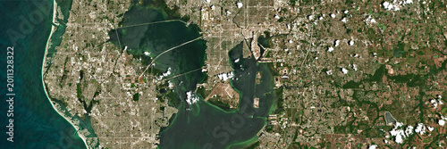 Bild auf Leinwand Tampa and surrounding areas urban and coastal landscape, Florida, USA -  satelli
