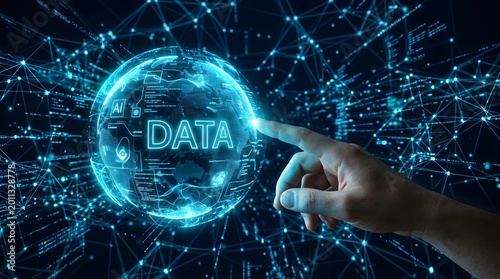 Data Global Network Person Interacting with Digital Earth Data Hub