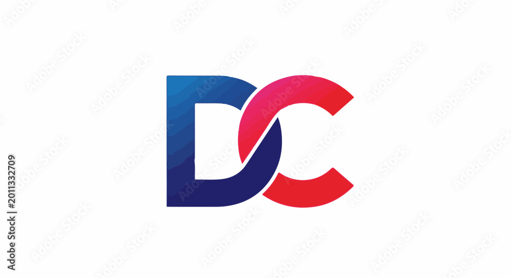Fototapeta premium Interlocking blue and red letters forming a dynamic, modern emblem