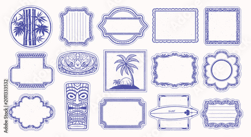 Fotografi Vector hand drawn graphics, print design templates, summer and vacation theme, t