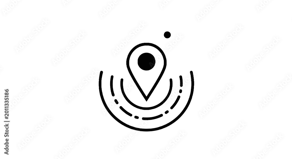 Obraz premium Location pin icon with signal waves.
