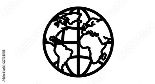 Fotografía Black and white world globe symbol.