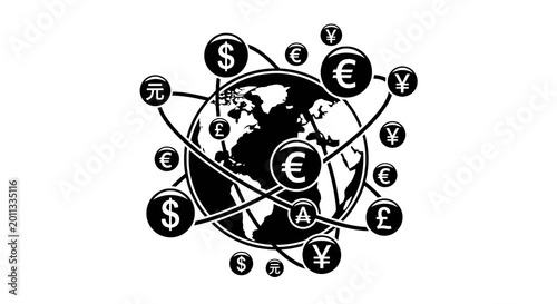 Obraz na płótnie Global Currency Exchange Rate Symbols.