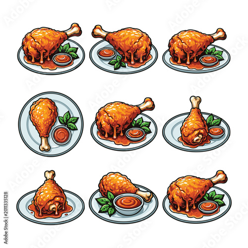 Fried Chicken Drumstick Food Illustration Vector