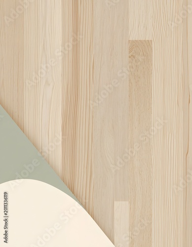 Light wood grain texture with sage green and cream geometric overlay