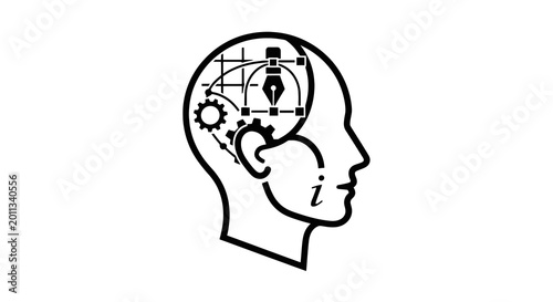 Photography Thinking Brain with Gears and Lightbulb.