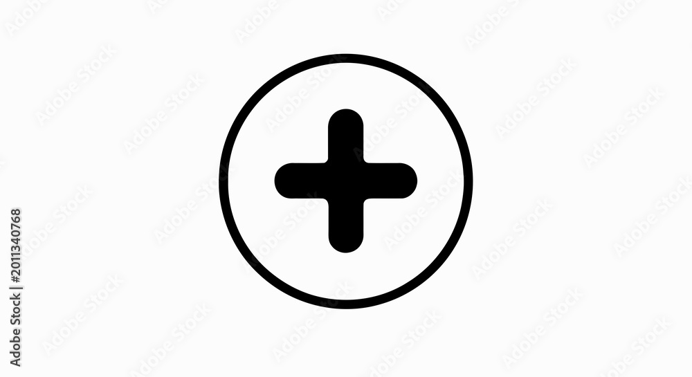 Fototapeta premium Plus sign inside a circle symbol.