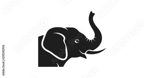 Φωτογραφία Black silhouette of an elephant head.