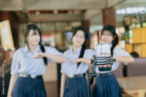 Group of teen student live dancing, Social Media Creator, Teen Influencer, Video Content Creator.