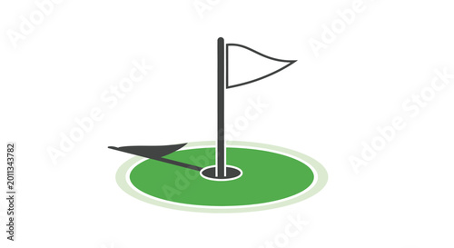 Canvas Print Golf Hole Flag Stick Green Course.