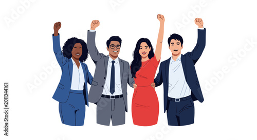 Foto Diverse business people celebrate success.