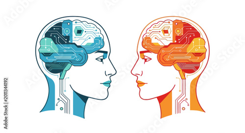 Fotografie Brain profile of two people.
