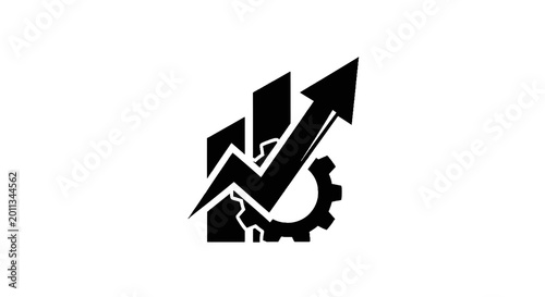 Fotografie Black and white business growth icon.
