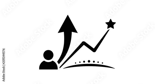 Vászonkép Black icon of growing success graph.