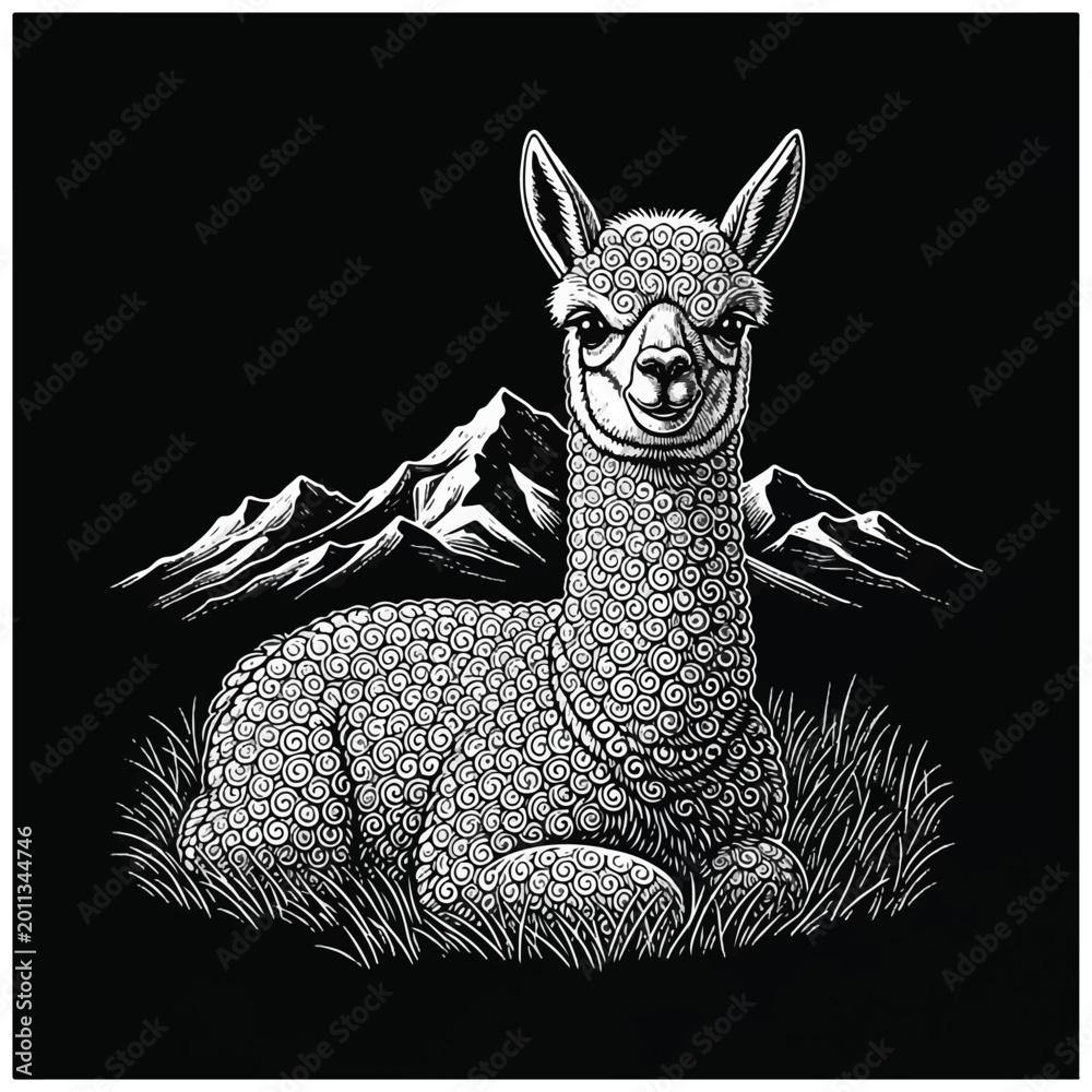 Obraz premium Detailed illustration of a llama animal.