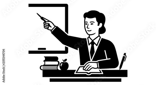 Cuadro en lienzo Woman teacher pointing to board.
